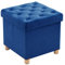 BRIAN & DANY Pouf Rangement Pliable, Tabouret Cube en Velours avec Couvercle, Petit Pouf Coffre Repose-Pieds pour Salon Chambre Entrée, 40 x 40 x 40 cm, Bleu