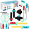 OLDZHU 12 in 1 Switch Sport Spiel Zubehör,2023 Switch-Zubehörpaket kompatibel mit Nintendo Switch Enthält Einziehbarer Golfschläger,Tennisschläger,Boxgriff,Beingurte,Schwertkampfgriffe (Cyan+Hellblau)