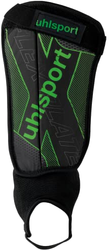 UHLSPORT Unisex – Erwachsene Flex Plate Schienbeinschoner, Schwarz/Fluo Grün/Silber, XS