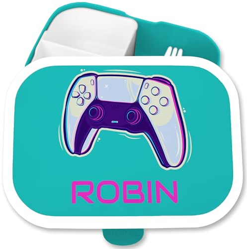 Brotdose Kinder Campus für Mepal - Gaming - Controller Gamepad Gamer Zocken - 750 ml - Türkis - nerd geschenke game personalisierte brotbox zocker nerds computerfreaks computer computerfreak
