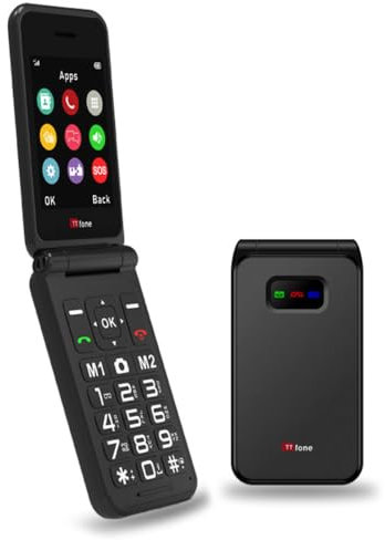 TTfone TT760 4G USB-C Mobile Phone for the Elderly, Simple and easy to use flip folding cell cheap and easy to use, Vodafone Pay as you go (Black, with USB Cable)
