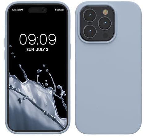 kwmobile Case for iPhone 15 Pro Case - Soft TPU Silicone Cover - Light Blue