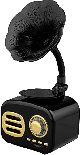 Plattenspieler, Vintage-Grammophon-Ornamente, kreative Lautsprecher, Plattenspieler mit Kupferhorn-Bluetooth-Lautsprecher und Subwoofer (schwarz, Einheitsgröße)