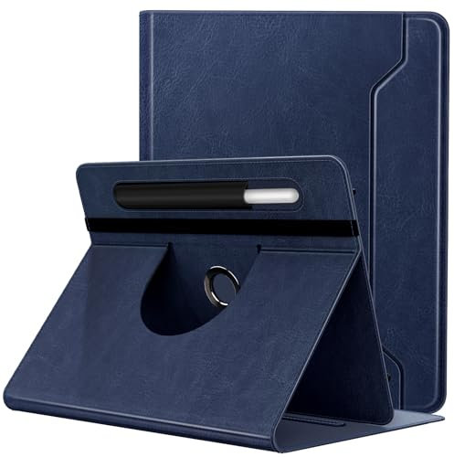 TiMOVO Funda Universal para Tablet de 9-11 Inch, Funda Protectora con Soporte Giratorio 360° y Bolsillo para Lápiz para 9 10 10.1 Inch Android Pantalla de 9-11 Inch, Azul Oscuro
