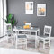 LafeuR Essgruppe, Esstisch mit 4 Stühlen, 5-Teiliges Esstisch-Set Kiefernholz für Esszimmer, Küche, Wohnzimmer, Grau,Weiß