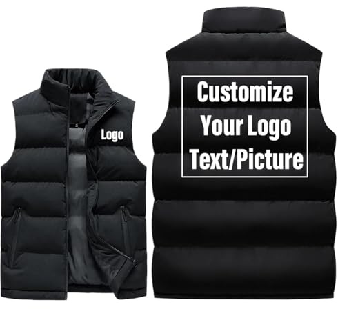 Tuboshu Gilet con Logo Personalizzato Gilet da Uomo con Cerniera Personalizzato Gilet Caldo Primavera Autunno Inverno Giacche Senza Maniche Cappotto Abbigliamento Casual