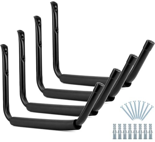 QWORK® 4 PCS Garage Ladder Hooks 39cm Heavy Duty Kayak Storage Hooks Wall Mounted Ladder Utility Hanger for Ladder, Folding Chairs, Bike, Garden Hose