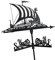 ANCNA-U Kämpfer Windfahne Gusseisen Wikinger Schlachtschiff Metall Dekorationen Wetterfahne Garten für Outdoor Dach Bauernhof Hof Windrichtungsanzeiger mit Dachhalterung