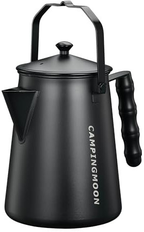 CAMPINGMOON 1.5L Campfire Kettle Stainless Steel Camping Kettle Black BKSW-6