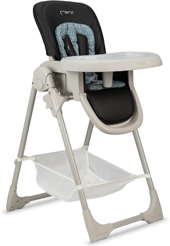 MoMi GOJO Kinderhochstuhl für Babys und Kinder von 6 bis 36 Monaten (max. 15 kg Körpergewicht), klappbar, 5-Punkt-Sicherheitsgurt, mit Tablett und Rollen.