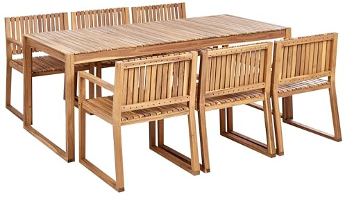 Gartenmöbel Set 6-Sitzer zertifiziertes Holz hellbraun 7-teilig Sassari II