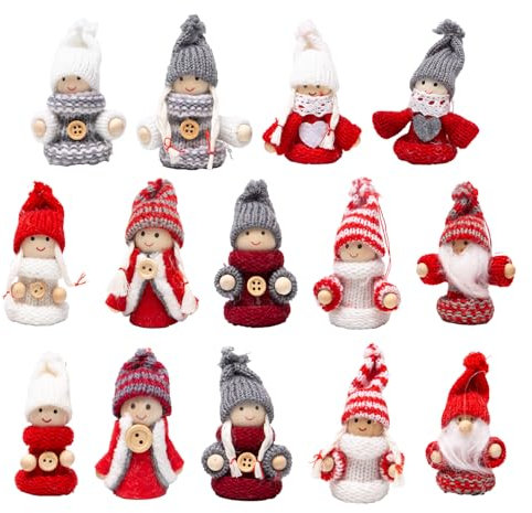 Sxutop 14 Stück Wichtel Figuren Anhänger Weihnachtsbaumschmuck Wichtel Weihnachtswichtel Klein Weihnachtsdeko Wichtel Weihnachtsanhänger für Weihnachtsbaum, Weihnachtsschmuck, Geschenke Anhänger