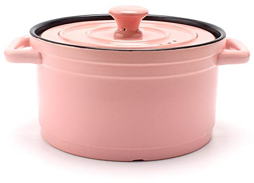 QTANZIQI Cocotte en Fonte émaillée avec Couvercle, cocotte en Fonte émaillée avec Couvercle, Batterie de Cuisine Robuste en Fonte avec Couvercle, cocotte émaillée antiadhésive allant au Four Rose 5 L