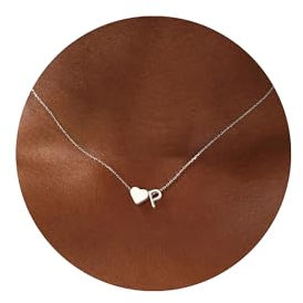 TINGN Geschenke für Frauen Mädchen - Halskette Damen Silber Herz Kette mit Buchstaben P Kette Silber Herzkette Valentinstag Weihnachten Geschenke Geburtstagsgeschenk für Mädchen Tochter Freundin