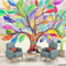 Générique Papier Peint Intissé Arbre De Vie Coloré Déco Murale Maison Chambre Salon, Coloré Photo Murale Décorative - Pour Jeunesse Enfants 150 x 105 cm