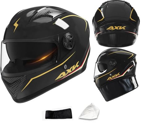 SMTSEC Motorradhelm Damen Herren Full Face Helm Retro Klapphelm DOT/ECE-Zertifizierter Mit Anti-Fog Sonnenblende Helm Motorrad Downhill Helm Mopedhelm Schutzhelm Für Cruiser Chopper,Black-55~62CM