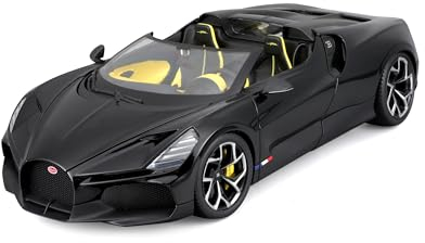 Bburago Bugatti Mistral: modellino auto in scala 1:18, porte e cofano mobili, nero (18-11051BK)