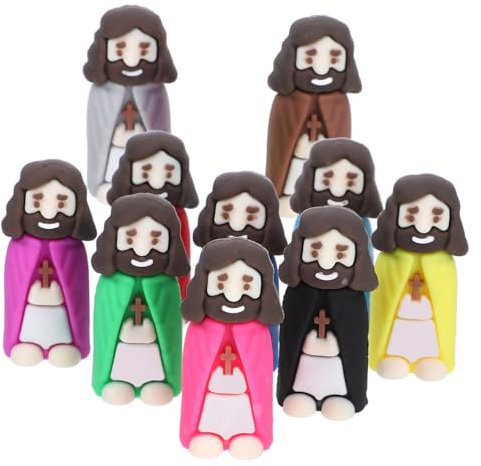 Warmhm Mini-Jesus-Figuren in Großen Mengen 10 Stück Jesus-Puppen Miniatur-religiöses Spielzeug PVC Jesus-Bibel-Puppen Spielzeugsammlung
