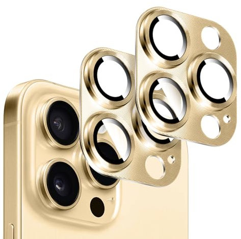 Kucheed 2 Stück Kamera Schutz für iPhone 14 Pro/iPhone 14 Pro Max, Einteiliges Metallaluminium mit 3D Textur Designdekoration, Kratzfeste Vollständige Kameraabdeckung für Die Rückseite