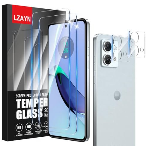 LZAYN 2 Pack Screen Protector Compatible with Motorola Moto G84 5G,2 Tempered Glass with 2 Camera Lens Protector, High Transparency, 9H Scratch-proof, Bubble Free, Case Compatible, Easy Installation