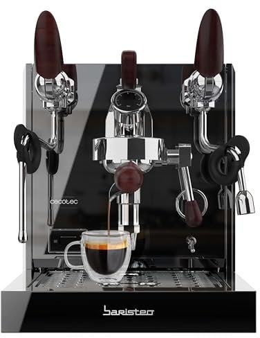 Cecotec Cafetera Express Barista Baristeo Excelsa. Bomba Vibratoria 15 Bares, Doble Caldera, Pantalla Digital, Manómetro Doble, depósito 2.5L, 2200W, Extracción Crema, Diseño Profesional, Versatilidad