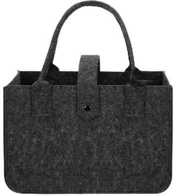 Yeenano Compras Fieltro Bolsas,Botellas Vino Bolsas de Compras Bolsa de Asa Cesto Fieltro Shopper Fieltro Bolsa Plegable Bolsas Cesta Leña la Compra para Compra Viaje Trabajo Picnic (Negro)