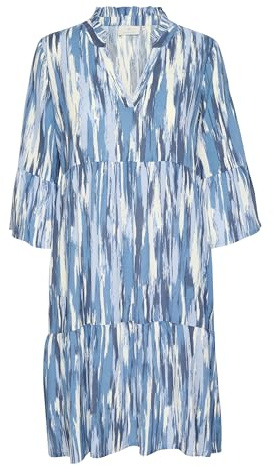 Kaffe Women's Kaffe Women's Dress Above Knee Length Loose Fit V-Notch Neck 3/4 Sleeves Dress