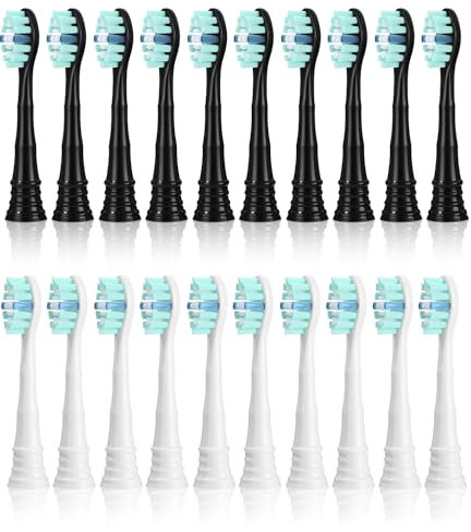 20 Stück Ersatzbürsten Kompatibel mit Philips Sonicare Elektrische Zahnbürste,10 weiße Ersatzbürstenköpfe,10 schwarze Ersatzbürstenköpfe