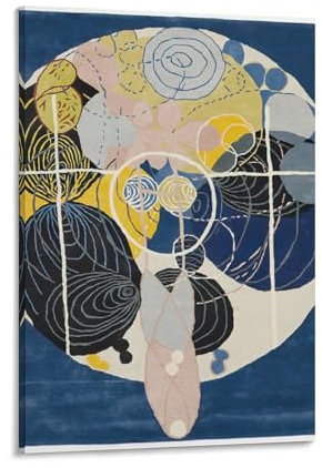 CHANNUYAN Hilma Af Klint Poster, künstlerisches Foto, abstraktes Gehirn, 0812, Kunstdruck, Poster, Wandkunst, Gemälde, Leinwanddekoration, Heimposter, 60 x 90 cm