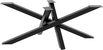 MetaloPro Mikado Support de table - Design moderne en forme de croix en acier noir - Pied de table en métal solide - Pour table à manger, table de conférence ou bureau - 180 x 70 x 72 cm
