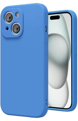 GAPlus For Apple iPhone 15 Case, [Slim Fit] Liquid Silicone Shockproof Armour Protective [Soft Touch] Rubber Gel Phone Case Cover (Blue)