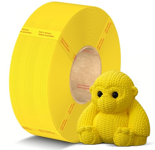 ANYCUBIC Filamento PLA Ricarica, Filamento per Stampante 3D da 1,75 mm Senza Bobina, Precisione Dimensionale +/- 0,02 mm, Adatto Alla Maggior Parte Delle Bobine Riutilizzabili, 1KG Giallo