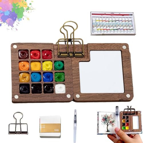 XUANXUANQZ Coffret Aquarelle Tobios, Mini Coffret Aquarelle, Pour Artistes Peintres Et Étudiants (15 grilles)