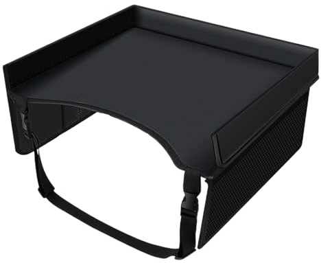 Kindertisch Für Unterwegs, Klappbares Autositz Tablett Für Kinderreisen, Tisch Mit Verstellbaren Gurten Schoßtisch Organizer Mit Taschen Unverzichtbar Für Reisen Mit Flugzeug, LKW Und Camping
