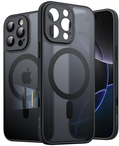 JETech Cover Magnetica per iPhone 16 Pro Max 6,9 Pollici con Pulsante di Controllo della Fotocamera, Compatibile con MagSafe, Custodia Sottile con Retro Opaco Traslucido (Titanio Nero)