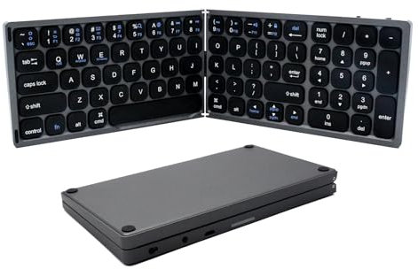 Kukyller Teclado Bluetooth Plegable, Teclado de Viaje portátil Ultrathin para Tableta de teléfonos Inteligentes portátiles