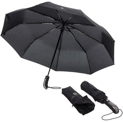 VON HEESEN Regenschirm sturmfest bis 140 km/h - inkl. Schirm-Tasche & Reise-Etui - Taschenschirm mit Auf-Zu-Automatik, klein, leicht & kompakt, Teflon-Beschichtung, windsicher, stabil