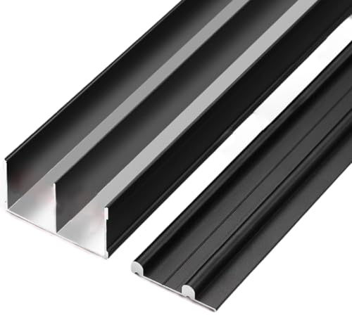 Schienensystem für Schiebetüren,SchiebetüRbeschlag,SchiebetüRs Hardware Kit,SchiebetüRsystem Gleitschiene,Doppelschiene mit Nylonrollen,Rostfreier Edelstahl Türstärke 15-18mm