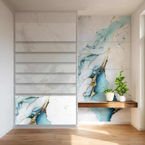 HEXIM Marmorplatten Optik 4er-Set 122×70cm SPC Kunststoff Innen & Außenbereich Granit Steinoptik - Duschrückwand Küchenrückwand wasserfestes Wandpaneel Bad gold (3,42 m² 80112) B-Serie