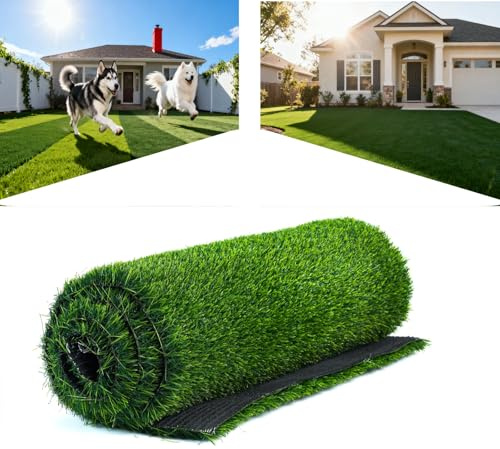 Tapis En Gazon Artificiel Haut De Gamme Haute Densité, Hauteur De Poils 20mm, Gazon Artificiel Naturel Et RéAliste Pour Jardin IntéRieur/ExtéRieur, Pelouse, Espace Pour Chiens (1mx 4m)(20mm)