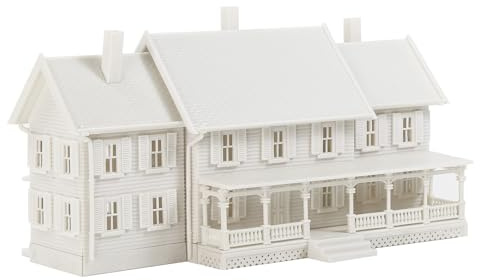 Evemodel 1 Set Spur N 1:160 Selbstbau Miniaturhaus-Set: Weiße Kunststoff-Bausätze Architekturstilen – zum Selbermontieren für Modellbauer und Hobbyisten (mit Veranda)