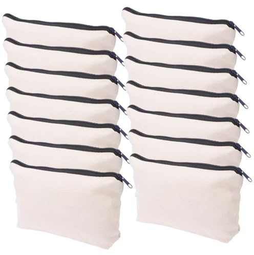 PRETYZOOM 14 Stück Teiliges Canvas Makeup Bag mit Reißverschluss Leere Kosmetiktaschen und Federmäppchen Tragbare Kleine Leinwand Taschen für Reisen DIY Personalisierbare Stifttasche und