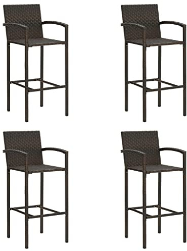 Frdhee Garten Stühle Balkon Möbel, Barhocker 4 STK. Braun Poly Rattan, Robust und Langlebig, pflegeleicht