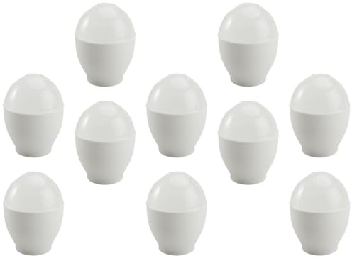 Healifty Eierpochierbecher 10 Stück Packung Weiß PP Mikrowellengeeignet Hitzebeständig Dampfkocher für Eier Zuhause und Unterwegs