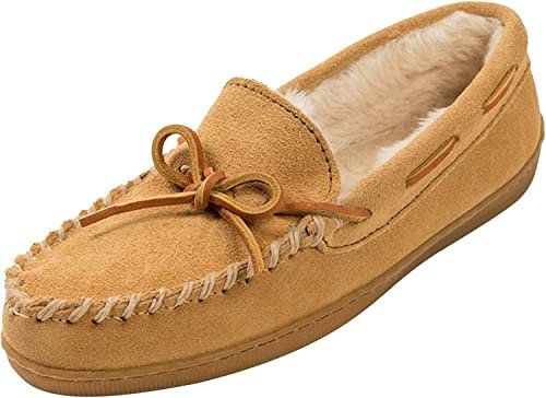 Minnetonka Men's Pile Lined Hardsole Slipper, Tan, 12 M US