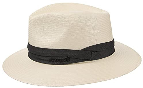Stetson Jefferson Bleached Panamahut - Naturfarbener Hut - Traveller-Form - Sonnenhut mit UV-Schutz 40+ - Made in Italy - Herren - Frühjahr/Sommer cremeweiß 56 cm