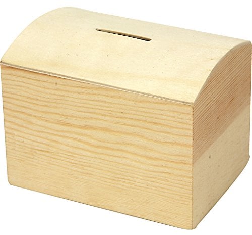 Creativ 57579 Spardose aus Holz, gewölbte Oberseite mit herausnehmbarem Boden