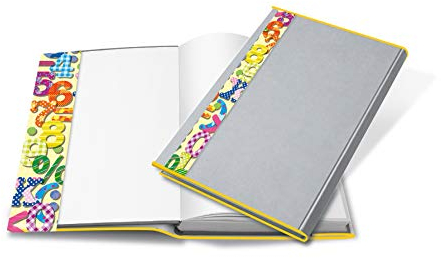 HERMA 25267 Buchumschlag 26,7 x 54 cm HERMÄX Design Zahlen, Buchhülle mit Beschriftungsetikett und Kantenschutz aus abwischbarer Polypropylen-Folie, Buchschoner für Schulbücher, transparent