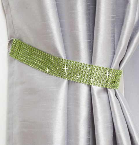 Pair Of Diamante Crystal Tie Backs (Green)