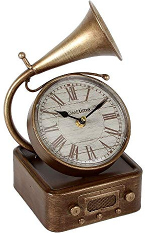 Time for Home Metal Art groß Vintage Grammofon römischen Ziffern Quarz Uhr